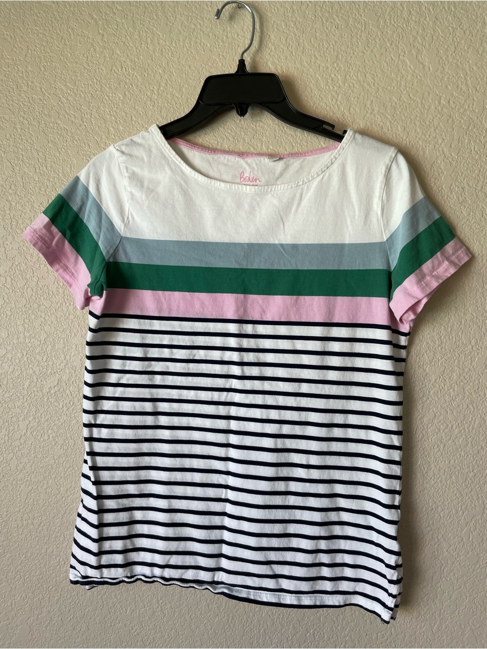 Boden 100% cotton Striped Tee Shirt Short Sleeve Casual Cotton Top *AS IS
